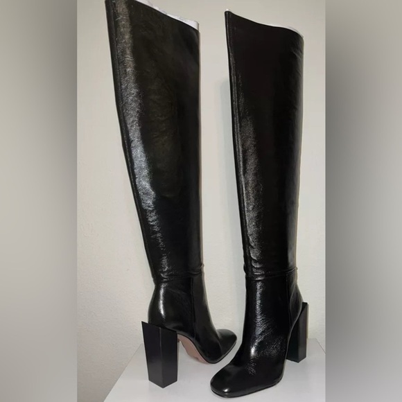 Bcbg MaxAzria  Over The Knee Tall Leather boots Block Heel Sz 7 Org 658$Livana - Picture 1 of 15